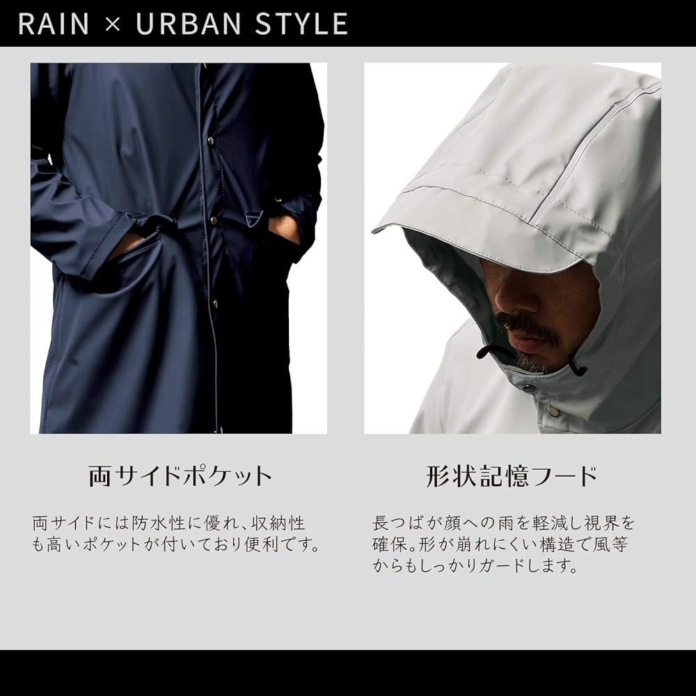 [Mac] Raincoat (Water Pressure Resistance: 10000mmH2O) (Cuff Button Adjustment) (Food Drawcord Adjustment) (Lining/Tricot Bonding) Navy M