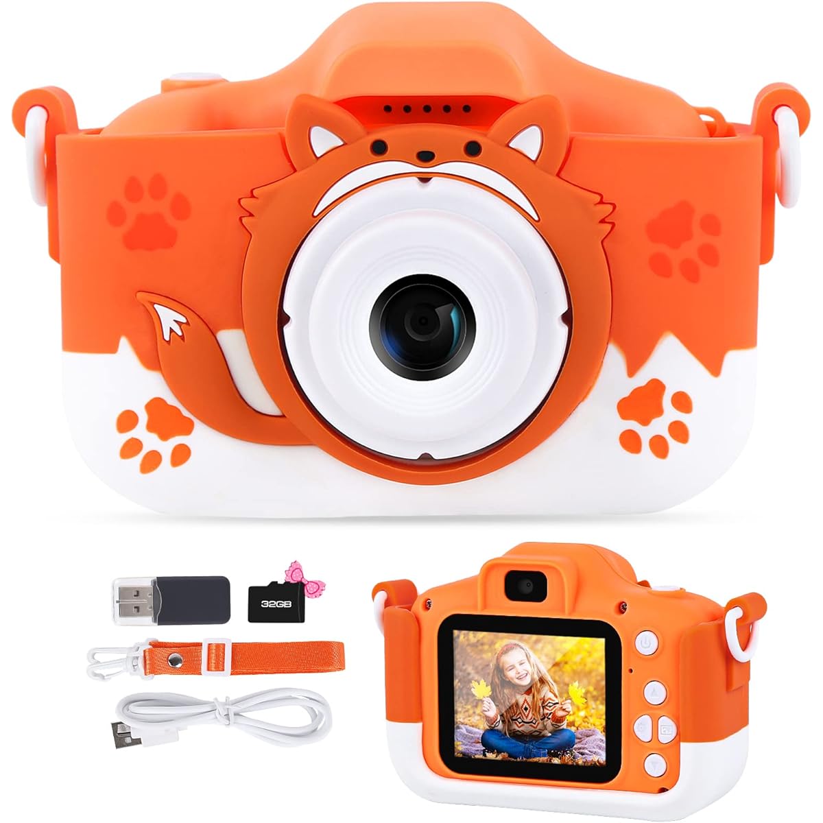 Kids Camera for Boys and Girls 1080P HD Digital Video Camera with 32GB SD Card Toddler Birthday Gift 3-12 Years Cute Kids Toy Portable Little Girls Boys Gift 3 4 5 6 7 8 9 Years