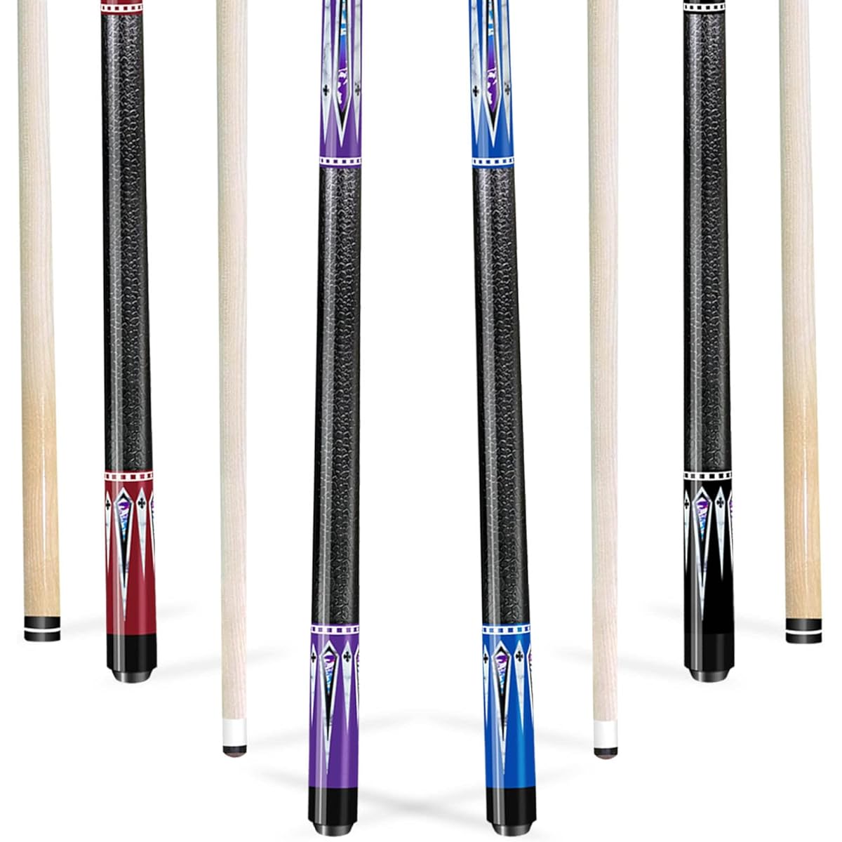 Wakefa Pool Billiard Cue Stick Set for Adults Pool Stick 58 Inch Maple Wood Pool Stick Set 4-18oz 19oz 20oz 21oz 2 Pool Cue Sticks