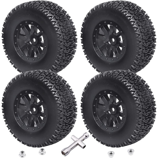 1/10 Short Course Truck Tires and Wheel Tyres Traxxas HSP for Tamiya HPI Kyosho Losi Redcat Racing RC Model Cars Set of 4 (Style B)