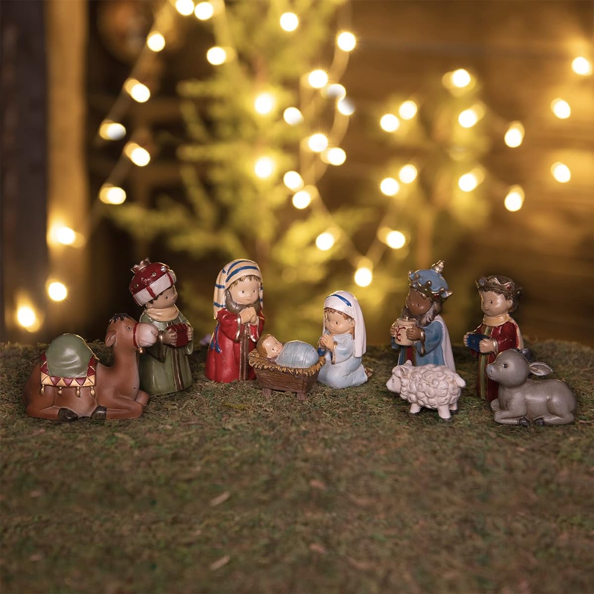 Nativity Scene Set, Christmas Decorations, Indoor Figurines and Decor - Hand Painted 9 Piece Nativity Scene by Neman House Studio