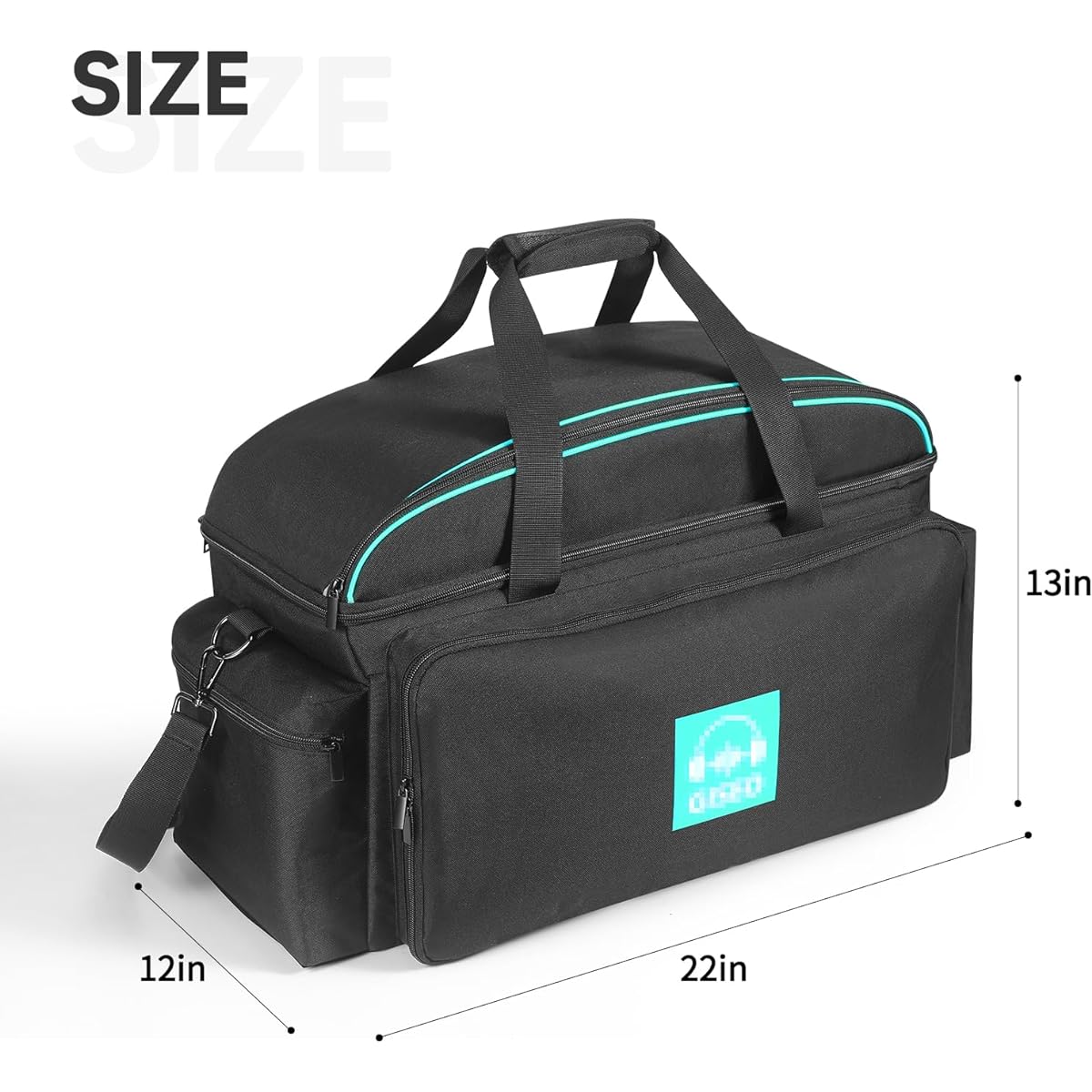 OUKNAK DJ Gig Bag DJ Cable File Bag with Removable Padded Bottom and Dividers Travel Gig Bag Cord Sound Equipment DJ Gear Musician Accessories (Blue)