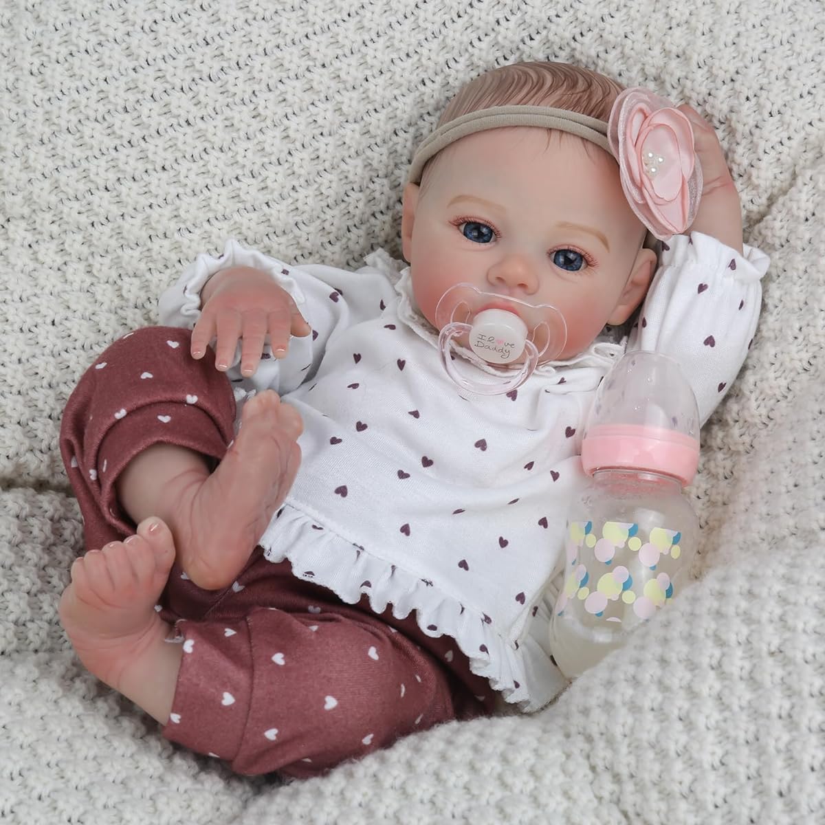 KSBD Lifelike Reborn Baby Doll - 18 Inch Realistic Newborn Doll Girl Realistic Baby Doll with Soft Weighted Body Real Baby Reborn Gift Set for Ages 3+