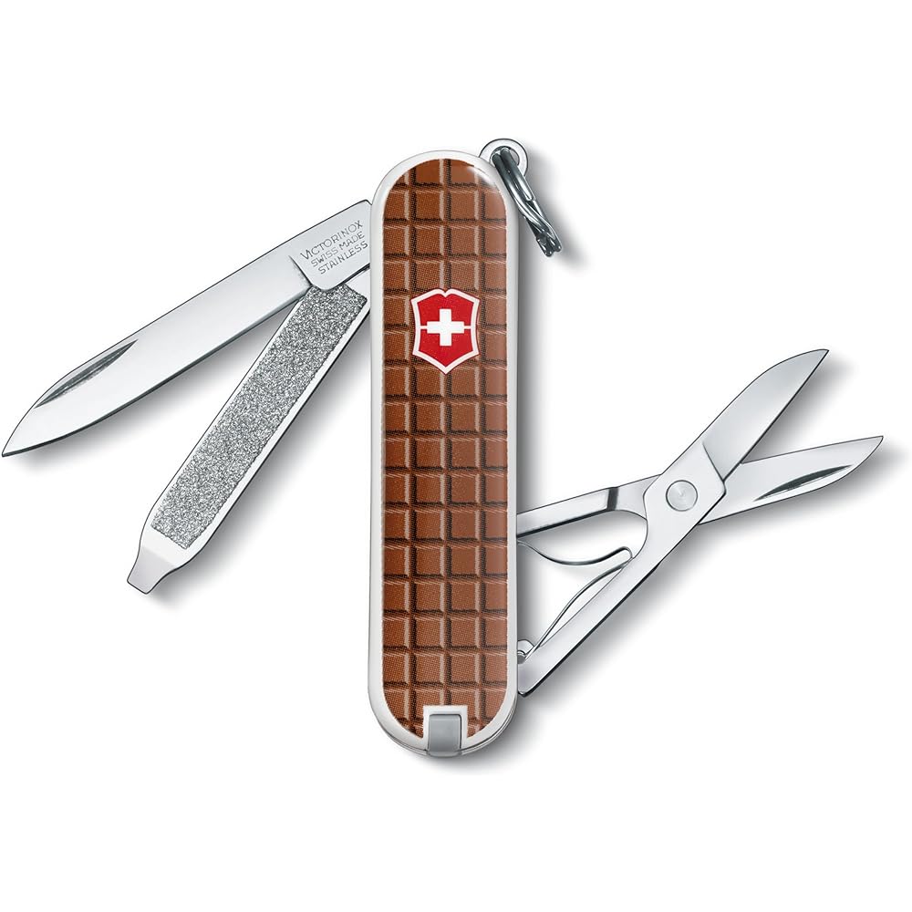 VICTORINOX Classic SD Chocolate Swiss Army Knife Multifunctional Knife Outdoor Camping Scissors with Flathead Screwdriver Equipped with Nail File Swiss Made Multi-Tool with 5 Functions Women Present Gift Small Compact Lightweight [Domestic Genuine Produc
