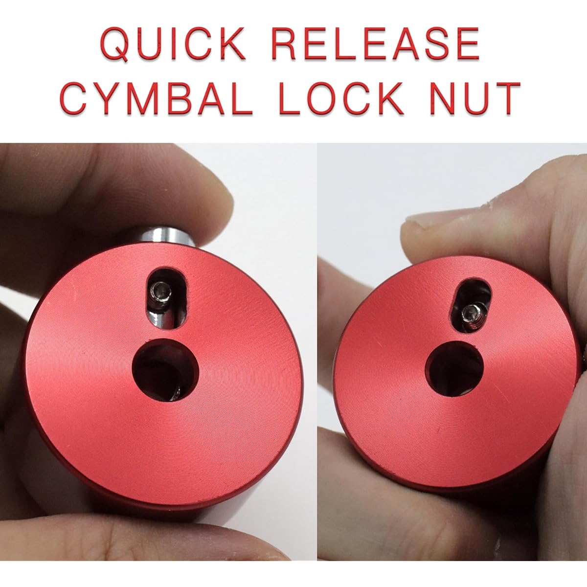 CashBeat Red Aluminum Alloy Cymbal Mate Nut - Quick Release Cymbal Lock Nut Universal Compatible with 8mm Thread Cymbal Stands - Essential Jazz Drum Parts Accessories Single Pack