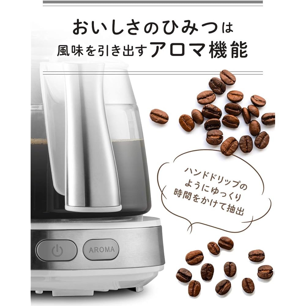 DeLonghi De'Longhi Drip Coffee Maker Active ICM12011J-W Regular Coffee for 5 Cups Paperless Filter [True White] 3 Year Warranty with Family Registration