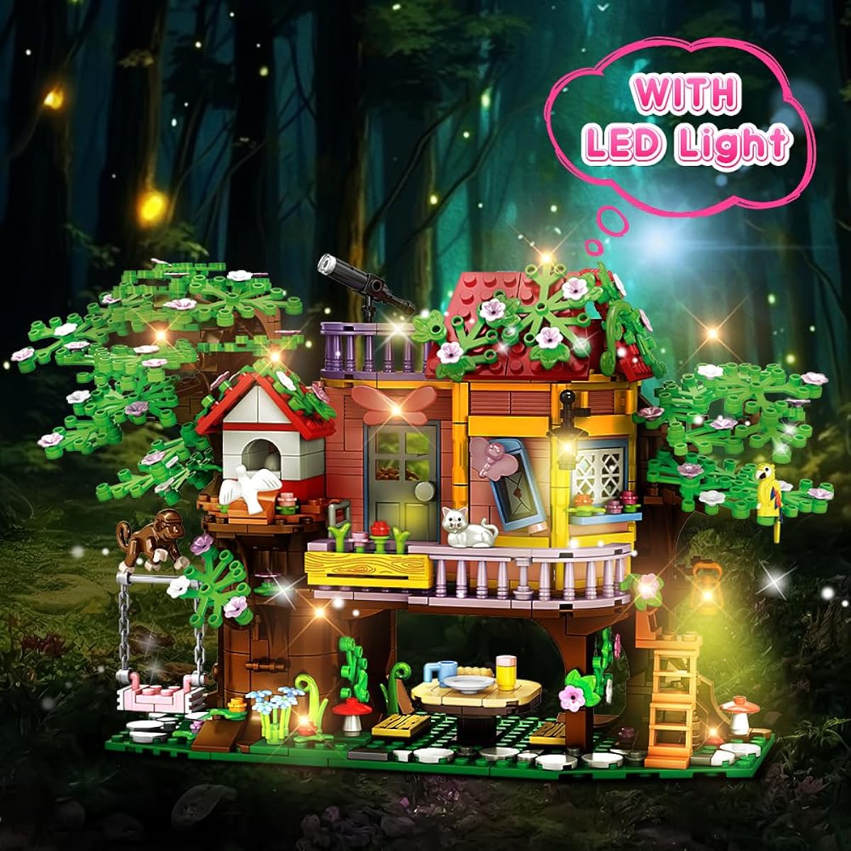 HOGOKIDS Tree House Girls Building Toy - Creative Construction Set Building Bricks | Tree House with Fountain and Animals Building Blocks STEM Toys Gift 6 7 8 9 10 11 12 Years Old Girls Boys