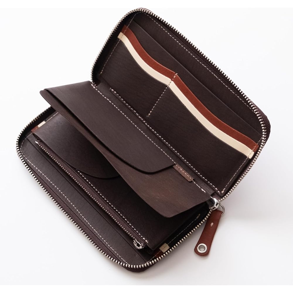 [VARCO REAL WOOD] Round Zip Wallet NE (Brick)
