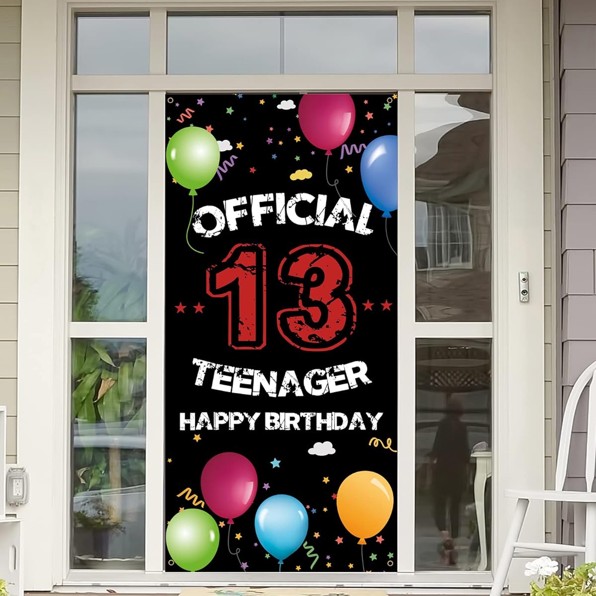 HTDZZI Official Teenager 13th Birthday Door Background Banner Happy 13th Birthday Decoration Boys Girls Black White 13th Birthday Party Yard Sign Photo Prop Outdoor Indoor Sturdy