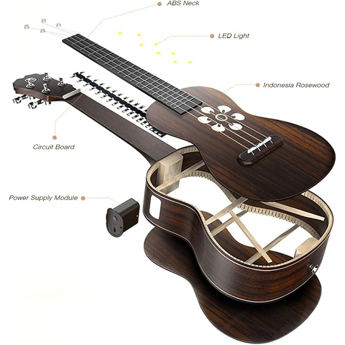 Ukulele 23 Inch Smart Concert Ukulele Ukulele for Kids and Adults Carbon Fiber Ukulele (Color: Natural, Size: 23 Inch)