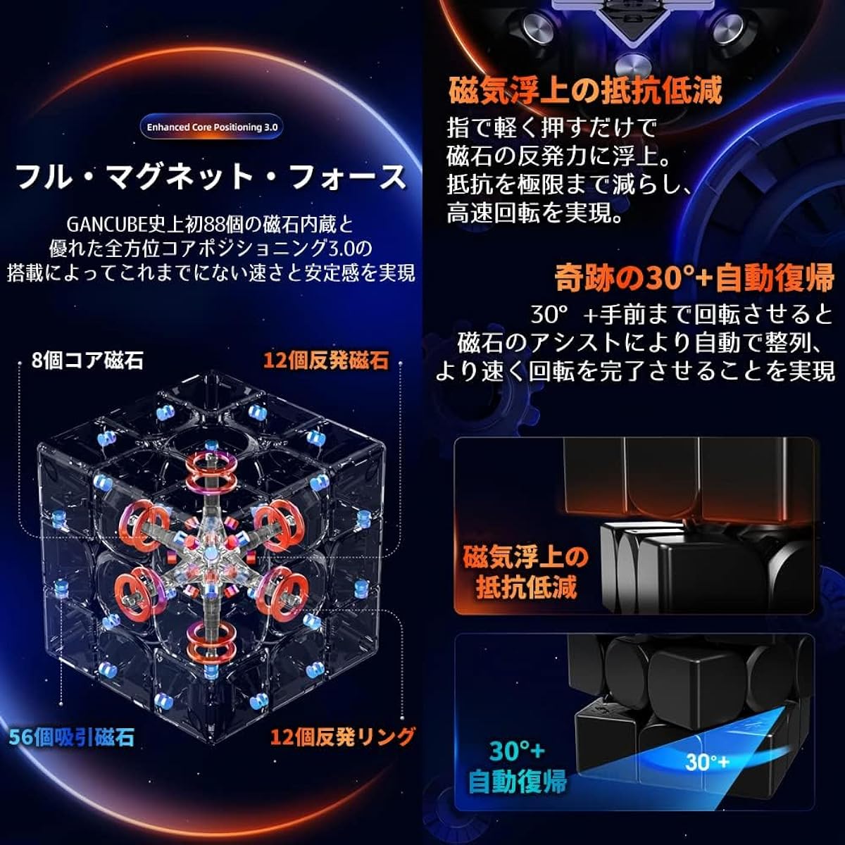 GAN13 Maglev fx 3x3 cube [Japanese manual, stand and cleaning cloth included] (GAN13 Maglev fx)