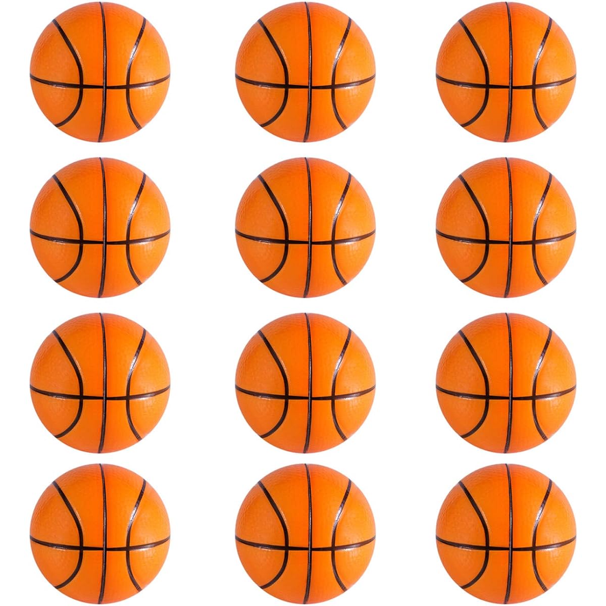 12 Pack Mini Foam Sports Balls for Kids Adults Mini Baseball Football Basketball Soccer Stress Balls Bulk Toys Little Big Game Party Decoration Balls Small Foam Relaxing Balls (Basketball)