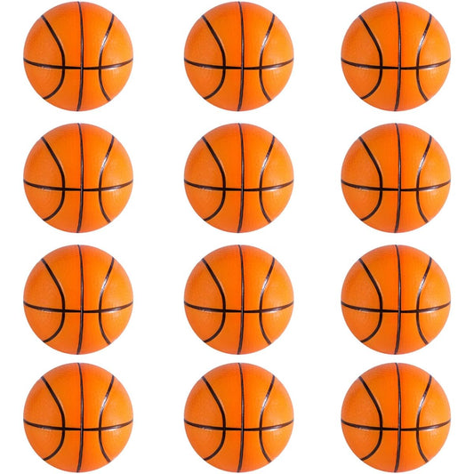 12 Pack Mini Foam Sports Balls for Kids Adults Mini Baseball Football Basketball Soccer Stress Balls Bulk Toys Little Big Game Party Decoration Balls Small Foam Relaxing Balls (Basketball)