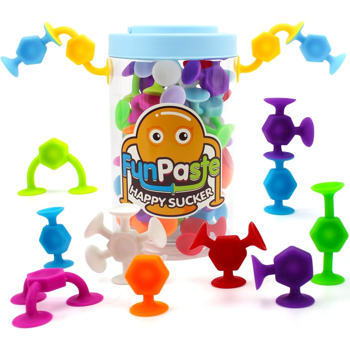 Xmasmate Suction Toys Bath Toy Set - 42 Pieces Suction Silicone Construction Toys for Kids Baby Bathtub Sensory Toys Building Blocks Travel Toys Stress Relief Toys for 3 4 5 6 Year Old Boys/Girls