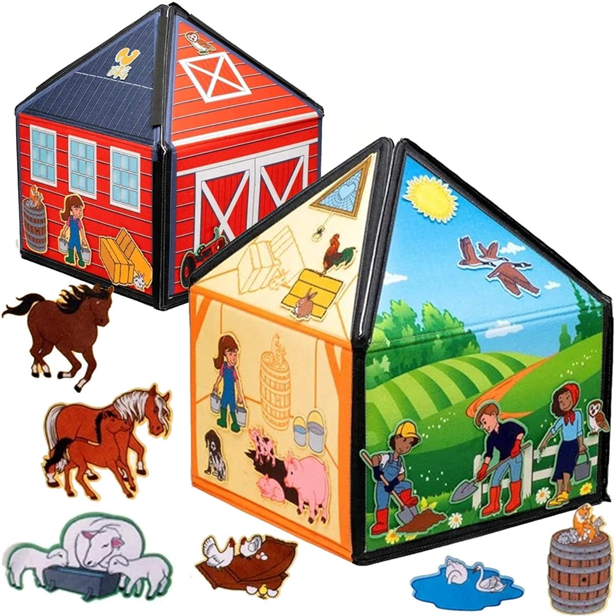 My Little Farm Interactive 1.25' Felt Playhouse & Board with 32 Matching Pieces for Early Language and Vocabulary Development