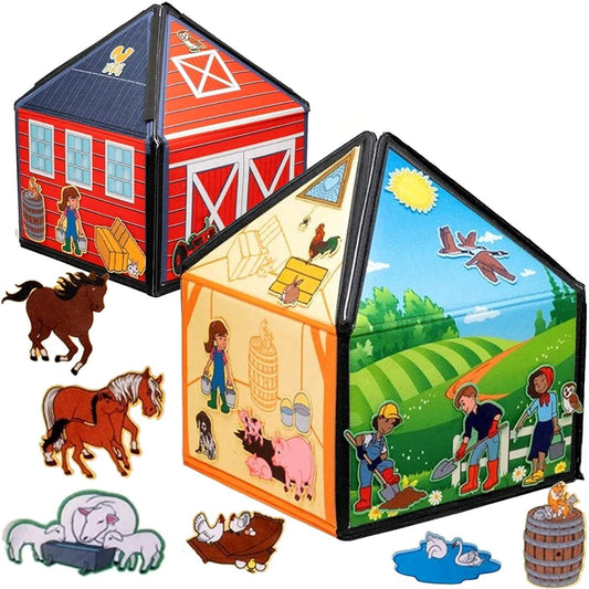 My Little Farm Interactive 1.25' Felt Playhouse & Board with 32 Matching Pieces for Early Language and Vocabulary Development