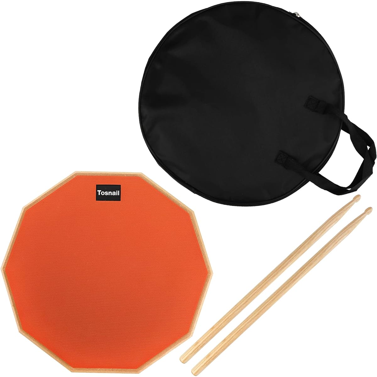 Tosnail 12" Silent Drum Practice Pad with 2 Pairs of Drumsticks and Storage Bag