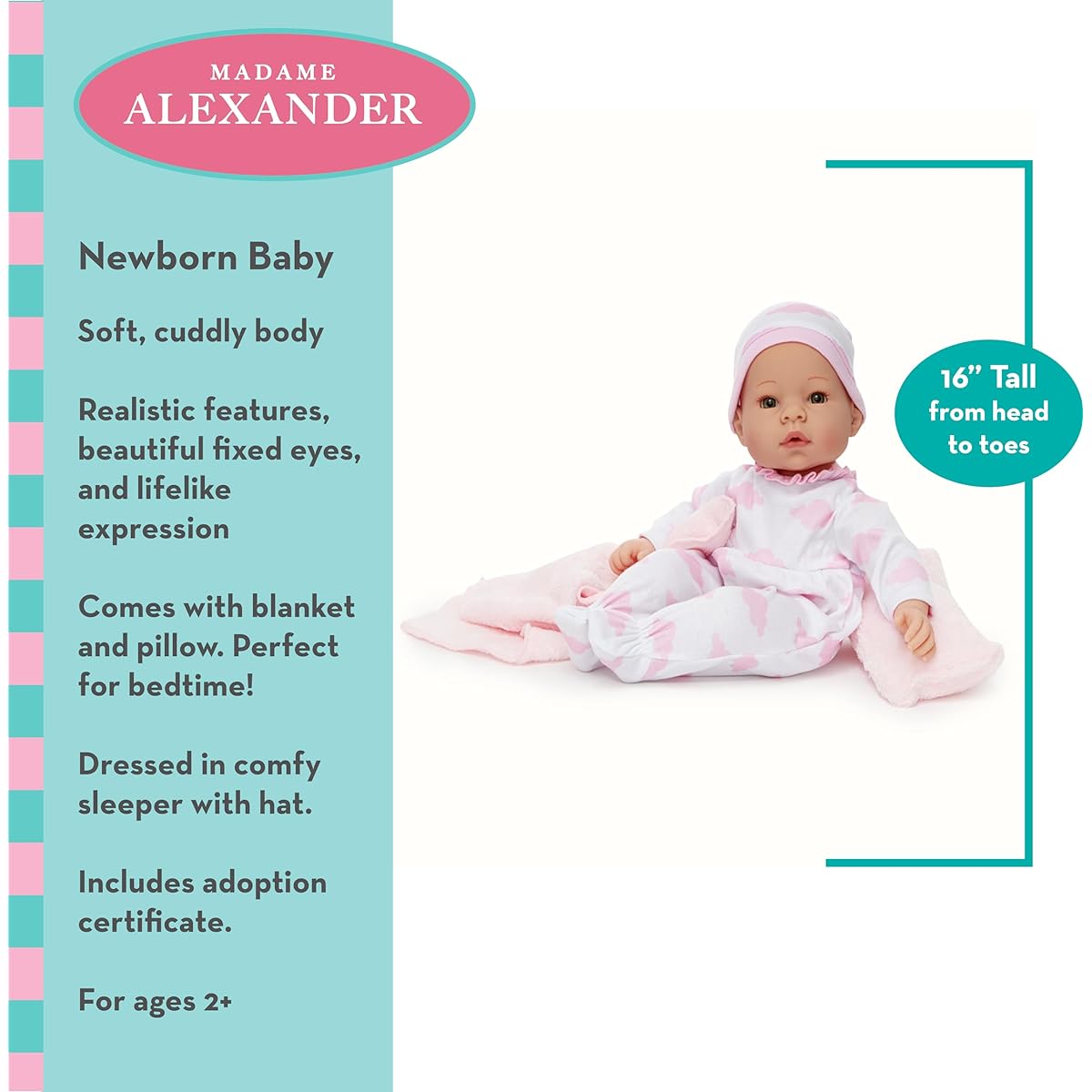 Madame Alexander Middleton Newborn Pink Cloud Baby Doll, Multi