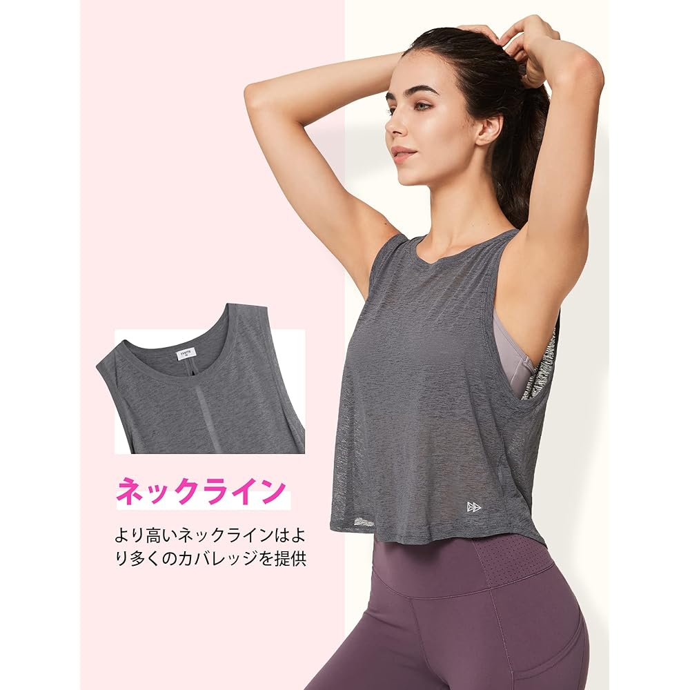 [Yvette] Yvette Tank Top Women's Hot Yoga Sleeveless Stylish Quick Dry Lightweight Stretch Body Covering Large Size Yoga Fitness Sports Inner Tops