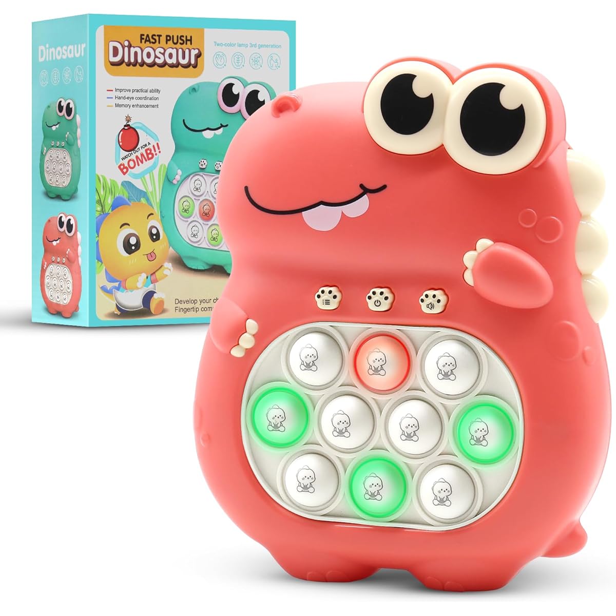 GNIYUIX First Push Pop Game Fidget Toy for Kids Electronic Handheld Fidget Pop Quick Push It Bubble Light Up Toy for Teens/Kids/Boys/Girls 3 4 5 6 7 8 9 10+
