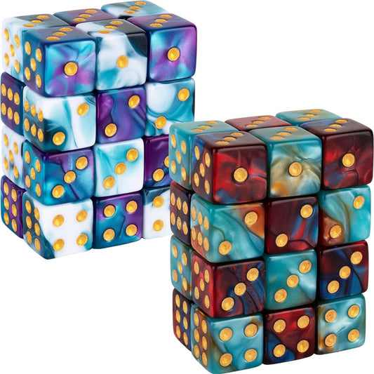 48pcs 12mm Marble Polyhedral D6 Dice Square 6 Sided Dice MTG Dice Set for Board Games RPG DND Yahtzee Math Learning