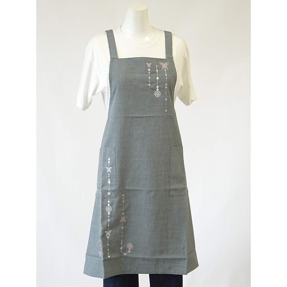 [Hanee Mori] Brand Apron HANAE MORI Polyester butterfly embroidered apron that does not wrinkle even after washing 67209