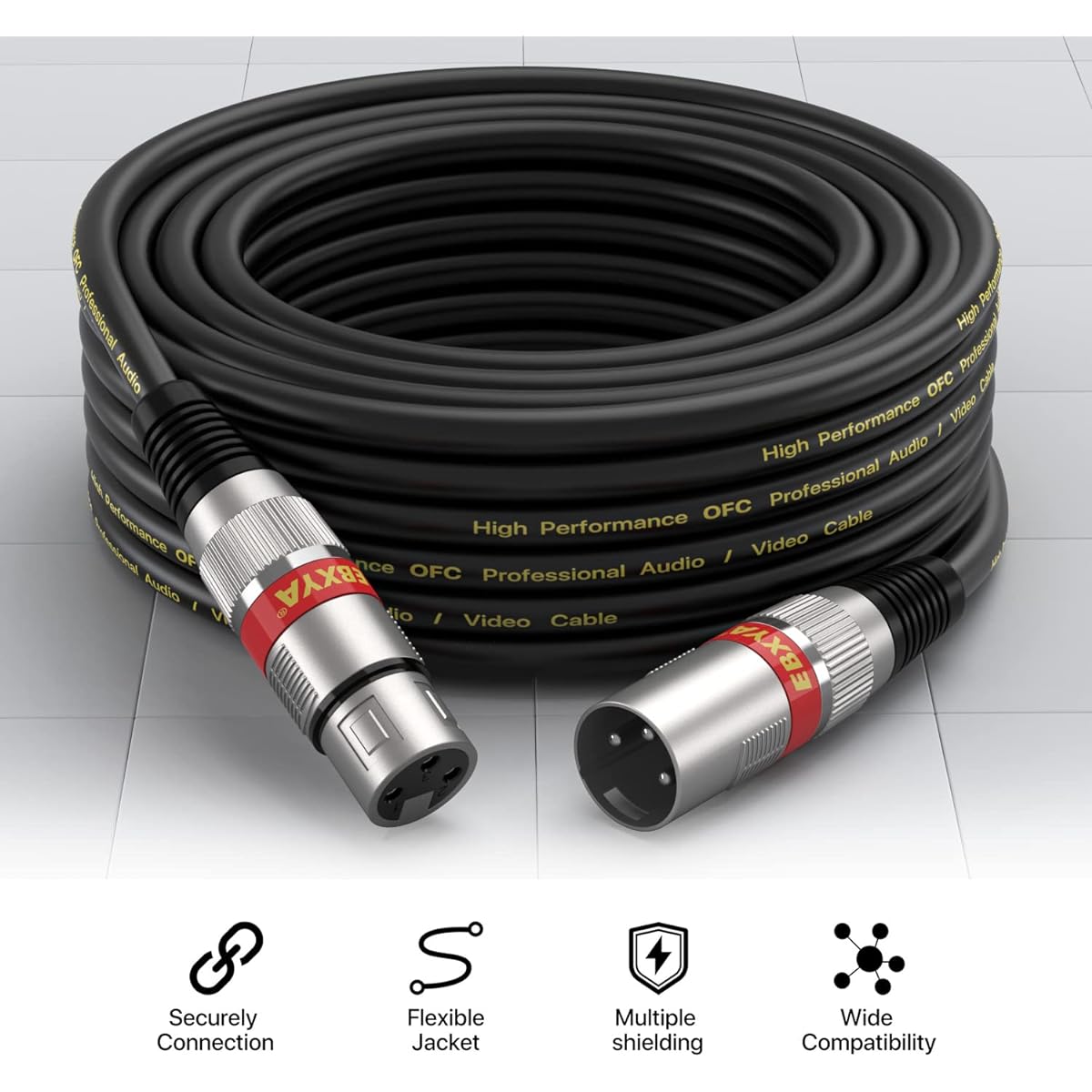 EBXYA XLR Cable 25ft 6 Pack XLR Male to Female 3 Pin Balanced Microphone Cable
