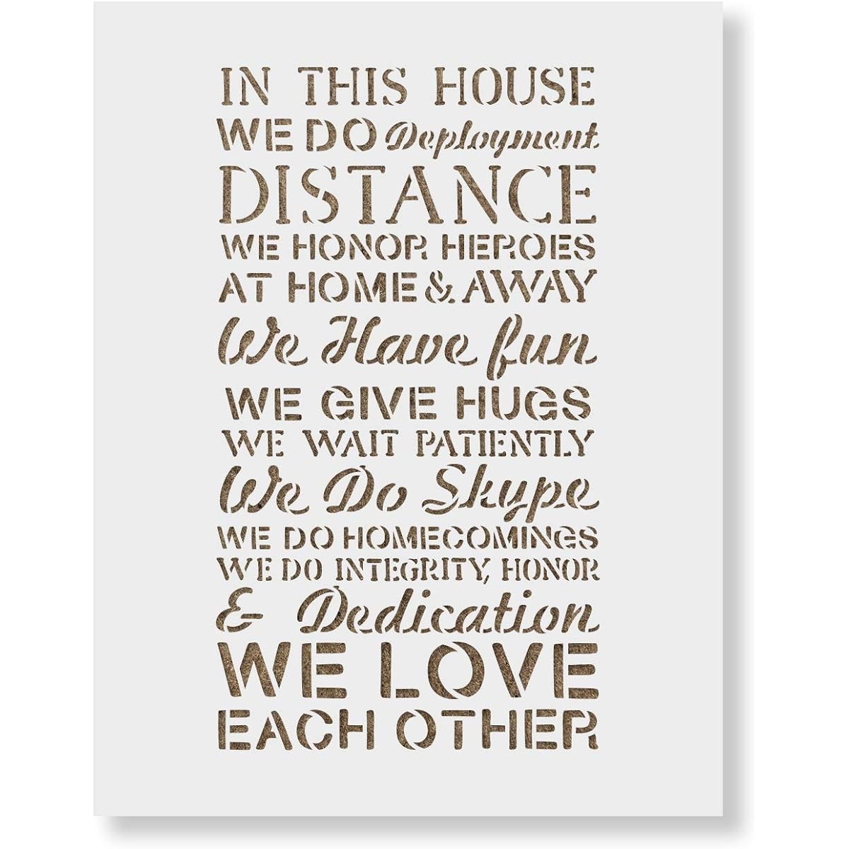 Military House Rules Stencil - Reusable Stencil - DIY Military House Rules Home Decor, 18"x12", White