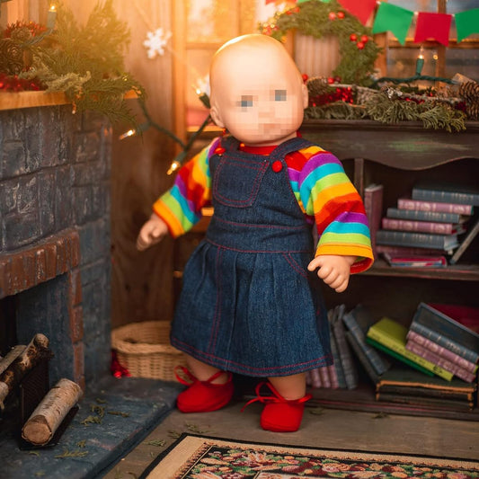 15-Inch Doll Clothes for American Girl Bitty Baby & Bitty Twins, Rainbow Outfit Skirt, Shirt and Shoes