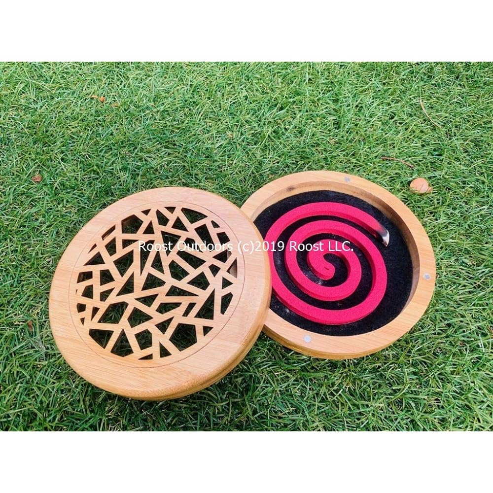 Roost Outdoors Mosquito Coil Holder with Original Sticker, Mosquito Repellent, Wooden (Regular Size)