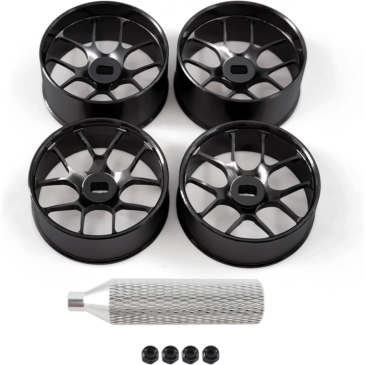 Abendor Metal 1/24 1/28 RC Car Drift Wheel [2N+2W] 22mm 1/28 RC Car Drift Hub Mini-Z BBS Mini-Q HGD1 Mini-D DRZ Wltoys K969 K989 RC Car Upgrade Parts (2.5 Degree, Black)