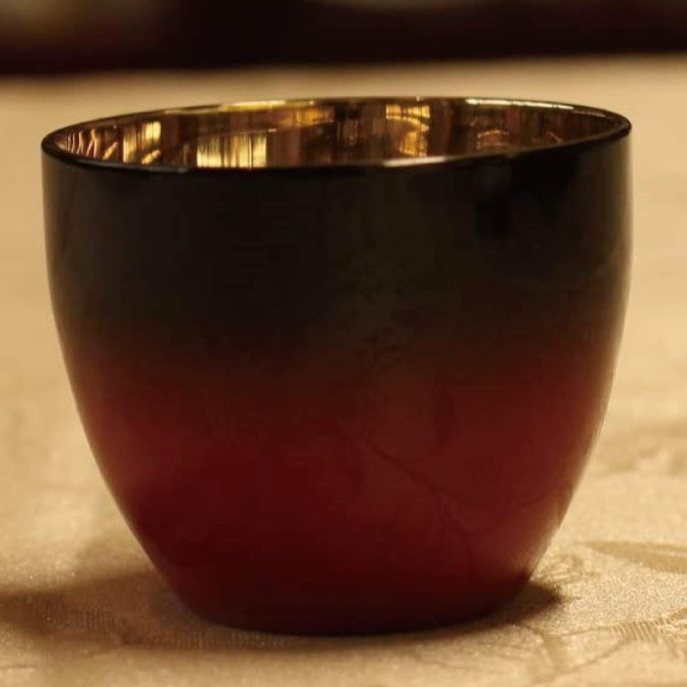 Double lacquered cup made by traditional craftsman, gold plated inside, red color SCW-GK602