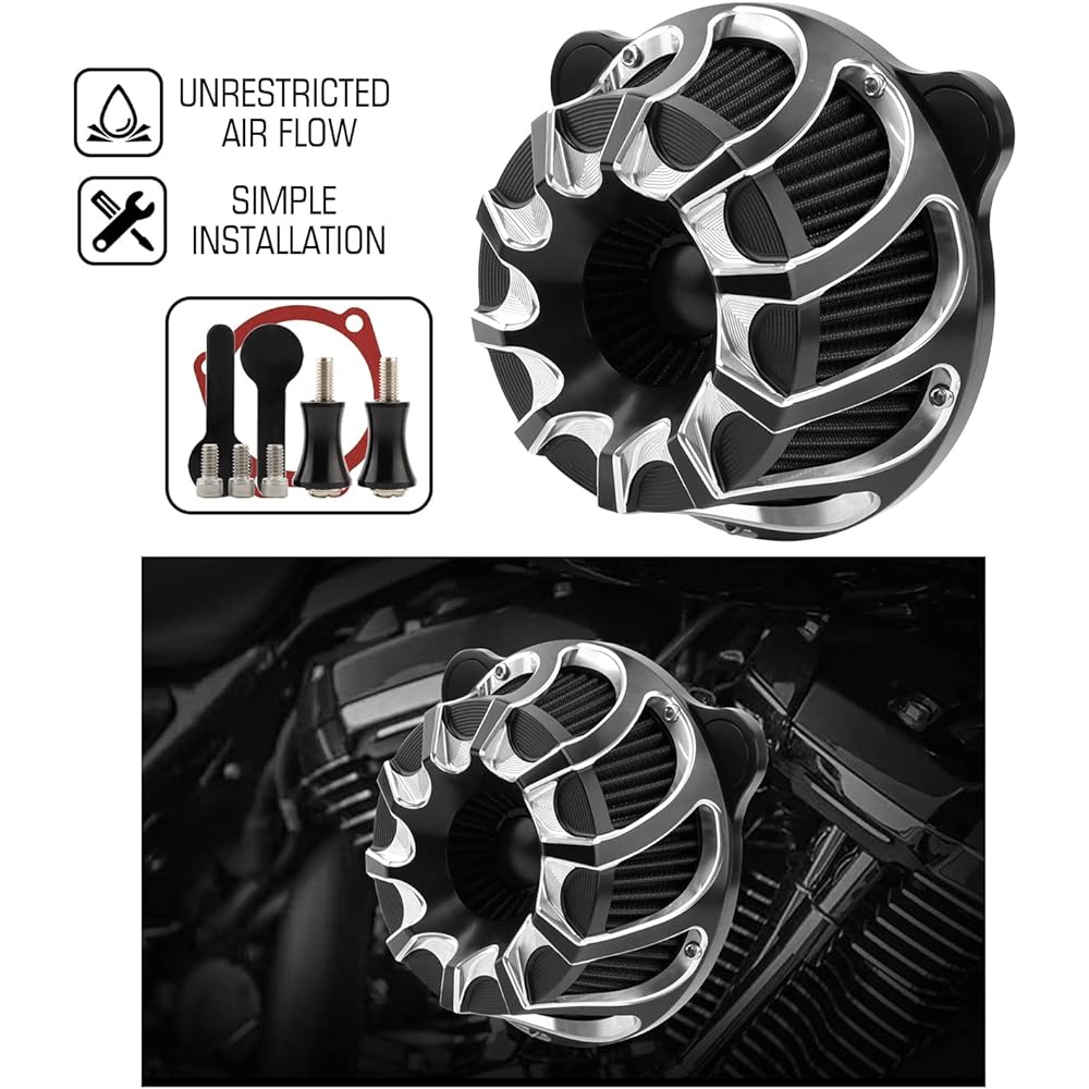 Air Cleaner Kit Sucker Intake Filter Harley Dyna FXR Fat Bob Low Rider Softail 93-2015 Touring Road King Street Glide 93-2007 Twin Cam EVO