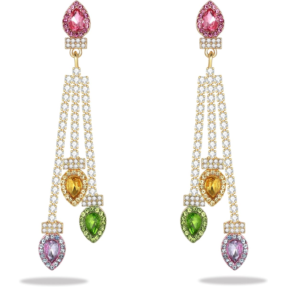 LILIE&WHITE Christmas Earrings for Women Christmas Tree Dangle Earrings with Colorful Rhinestones Sparkling Ribbon Knots Colorful Light Bulbs Jingle Bell Stud Earrings Holiday Earrings Christmas GIF