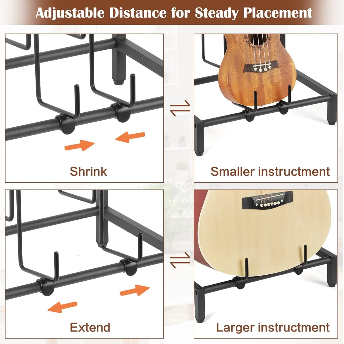 Bikoney Guitar Stand 4 Tier Acoustic, Electric Guitar, Bass, Guitar Rack Holder Floor Adjustable for Multiple Guitars, Guitar Amp Accessories, Guitar Holder Display for Room Home Studio (Patented)