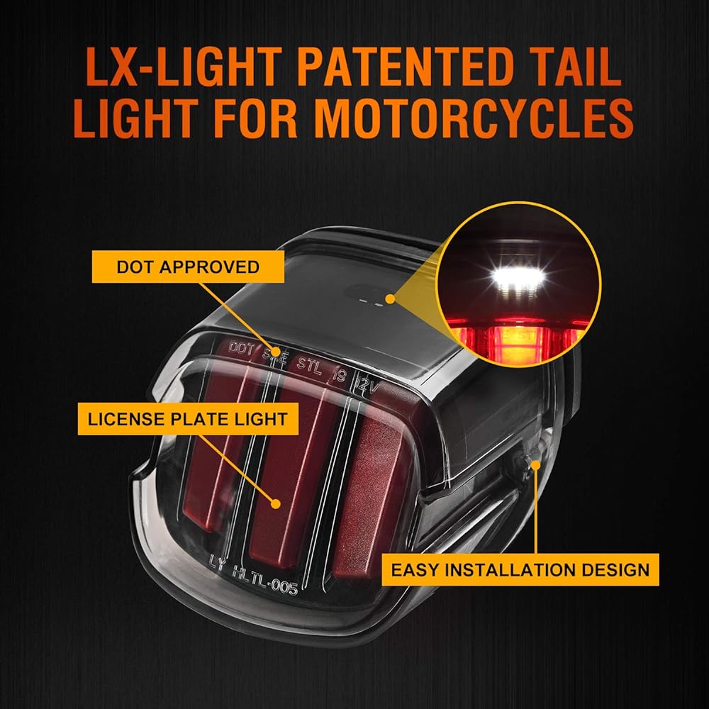 DOT Approved Smoked LED Tail Light with Turn Signal Brake License Plate Light for Harley Dyna Fatboy Road King Electra Glide Nightster Street Bob EMC Bulit-in