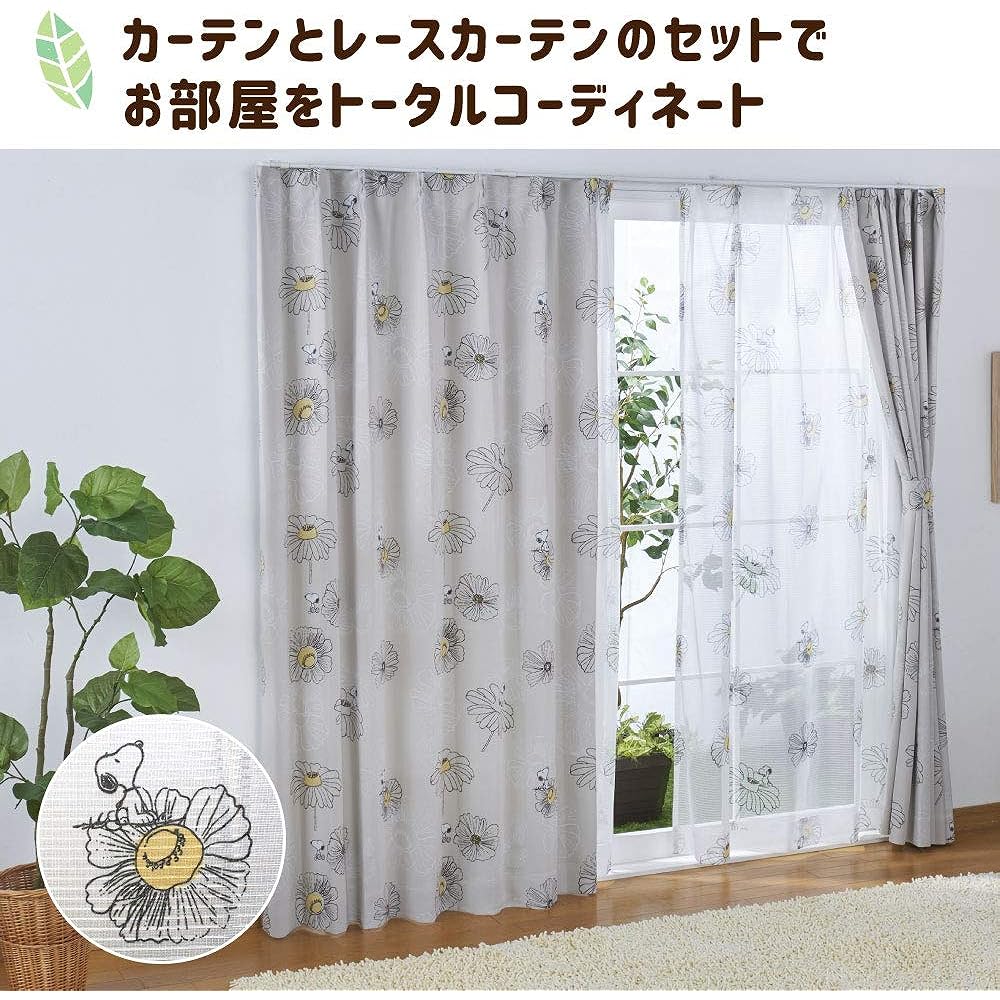 Peanuts Snoopy 2nd grade blackout heat shielding curtain + lace curtain set of 4 flower width 100 x 200 cm length KO-1/KO-2