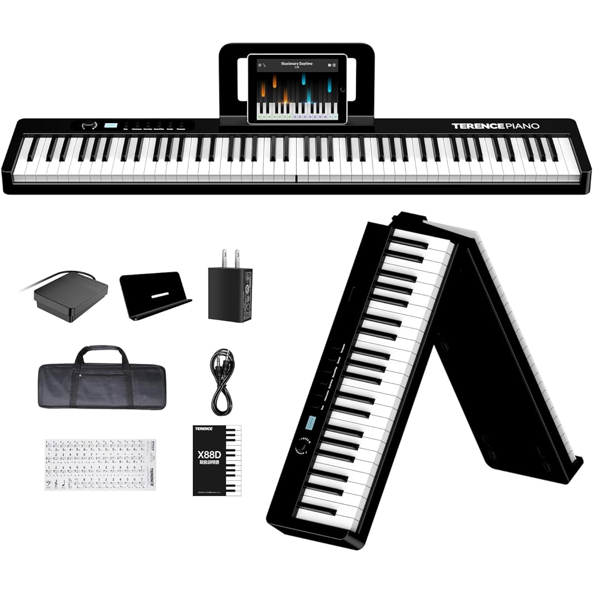 ger Force Sensing Function MIDI Function Dual Tone/Metronome/Recording Built-in Speaker Storage Bag Included Portable Folding Piano Petal Included Perfect for Practice Suitable for Beginners/Children Japanese Language Instructions Comes with instructions