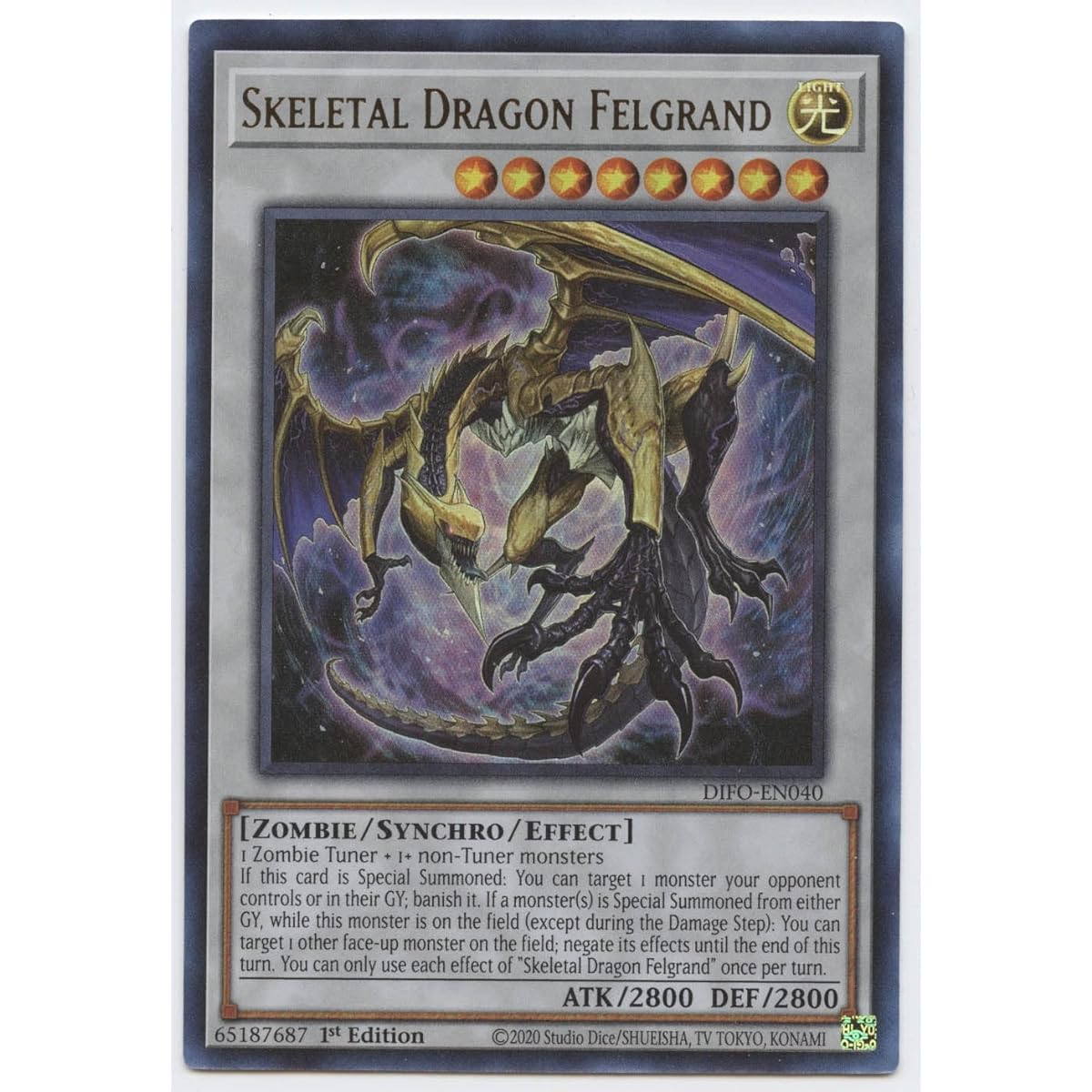 Skeletal Dragon Felgrand - DIFO-EN040 - Ultra Rare - 1st Edition