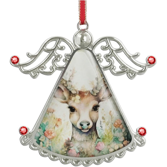 XUTAI Angel Christmas Tree Ornaments Wild Animal Deer Christmas Ornaments Glass Christmas Hanging Angel Glass Pendant for Holiday Decorations