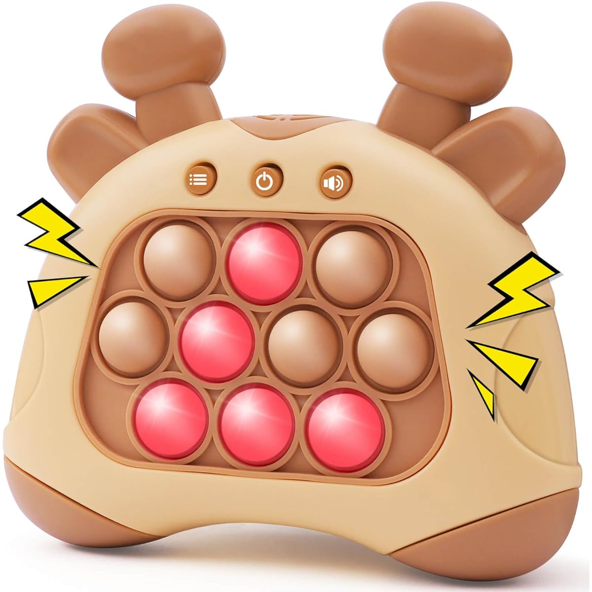 KIVIYNAY Handheld Games for Kids Push Pop Game Fidget Toy Quick Push Game Bubble Stress Pop Light Up Game Christmas Birthday Gifts for Kids Boys Girls Teens (Brown Deer)