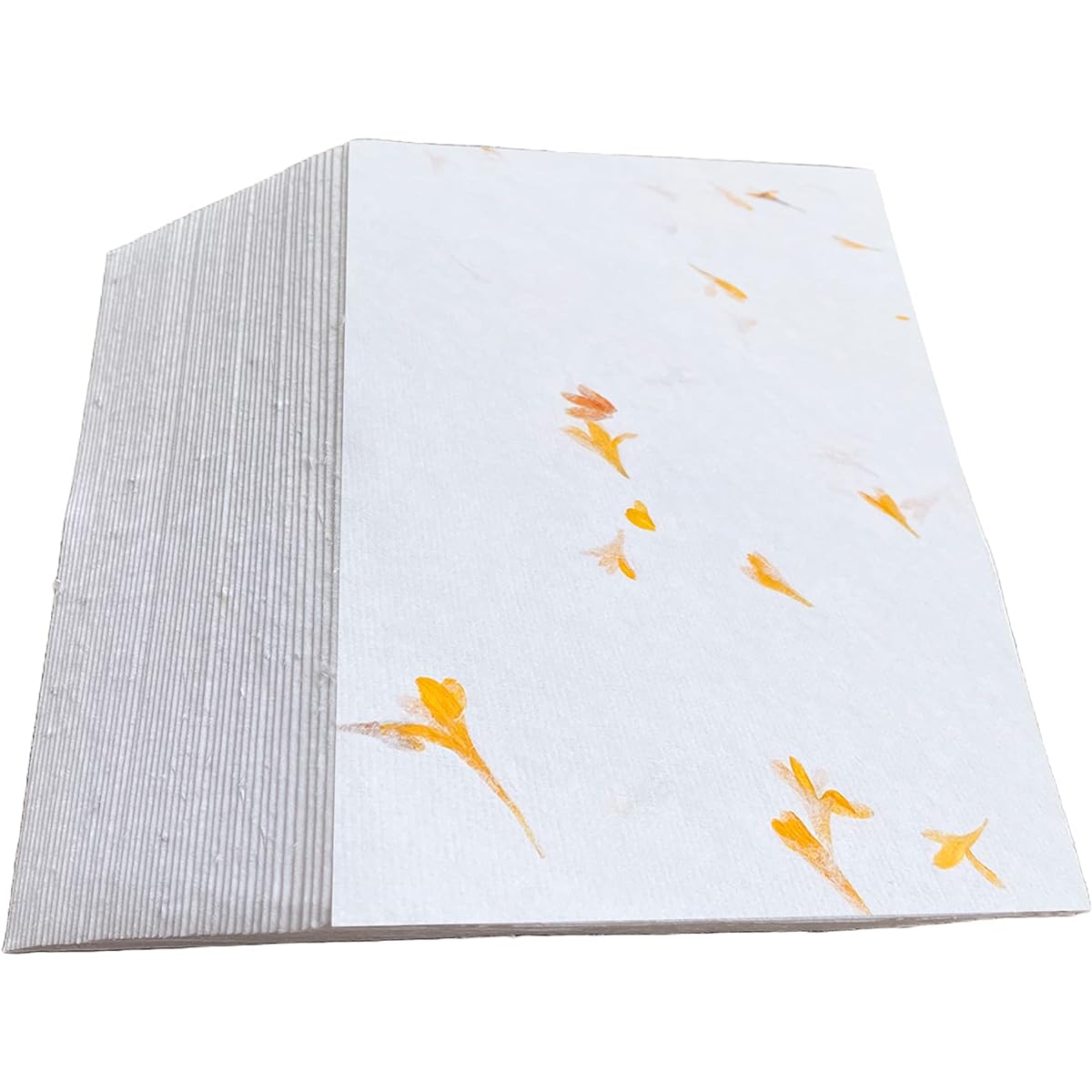 Wanderings Handmade White Paper Cards with Real Flower Petals - 11x16 cm Pack of 50 - Paper for Cards, Announcements, Invitations, Crafts - Thickness 130 Gsm