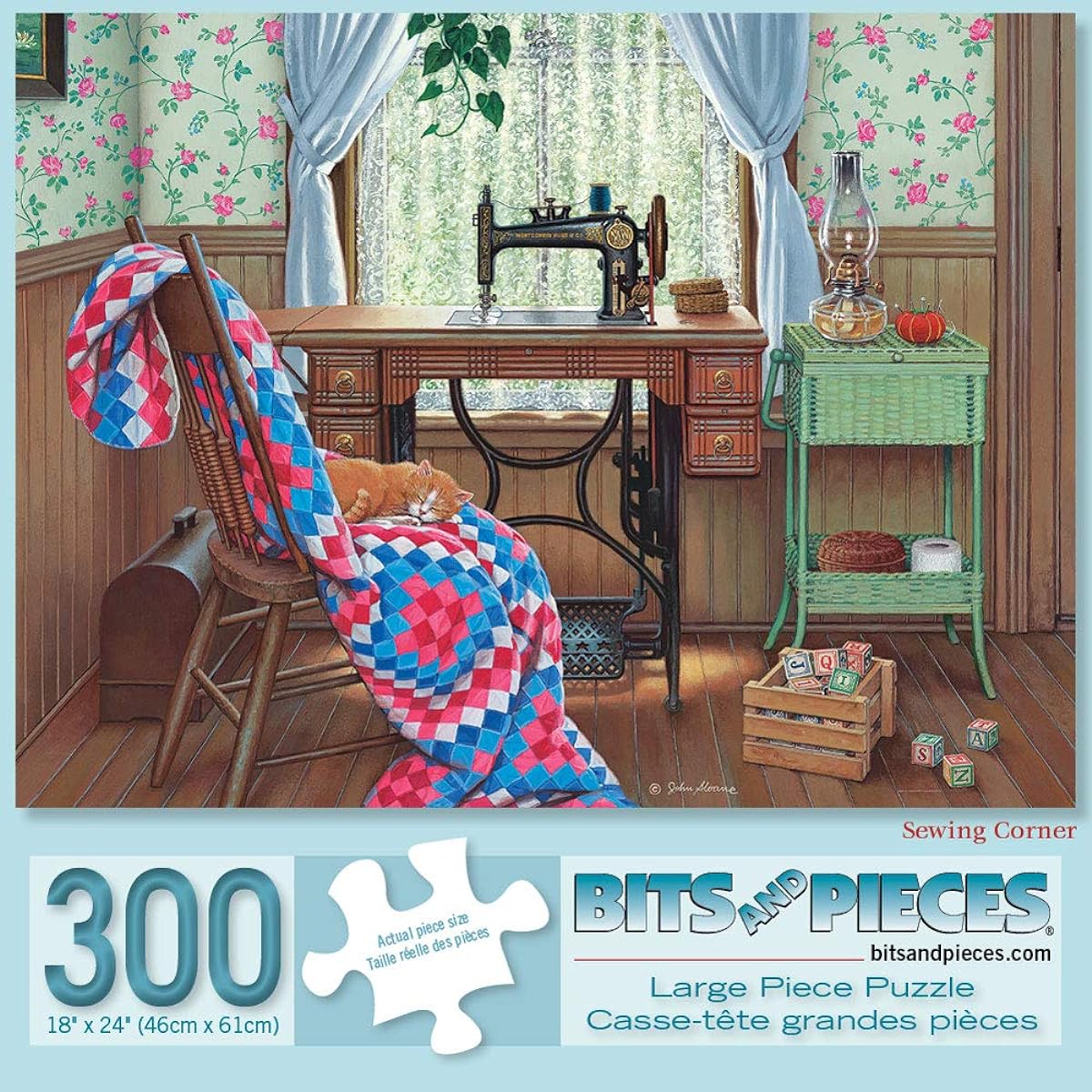 Bits and Pieces - 300 Piece Jigsaw Puzzle for Adults 18" X 24" - Corner - 300 Pieces Americana Jigsaws by Artist John Sloane