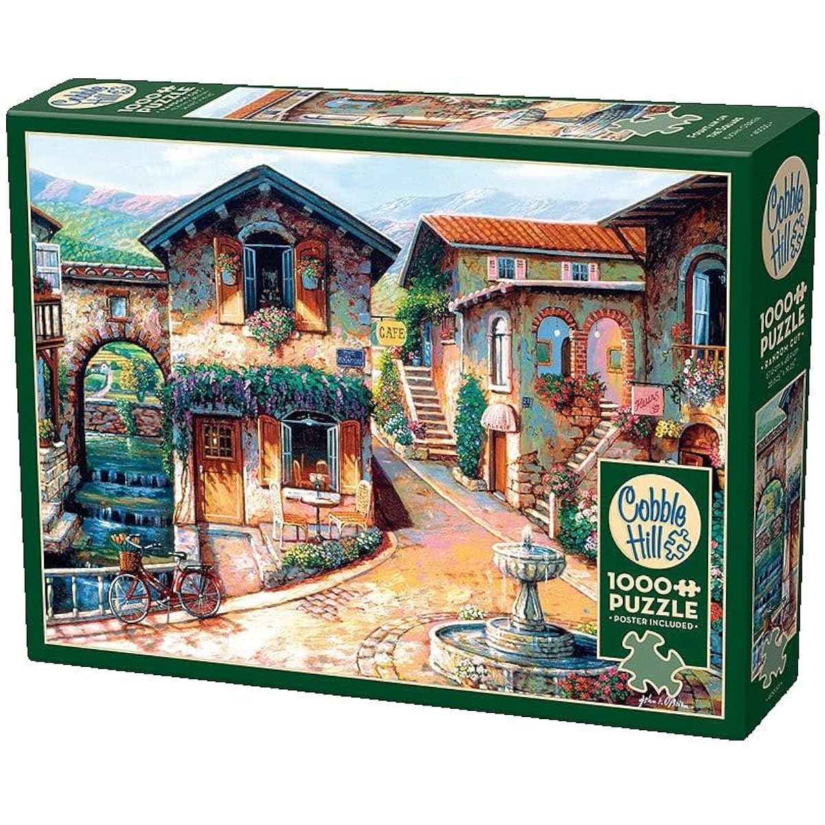 Cobble Hill 1000 Piece Puzzle - Square Fountain - Includes Sample Poster