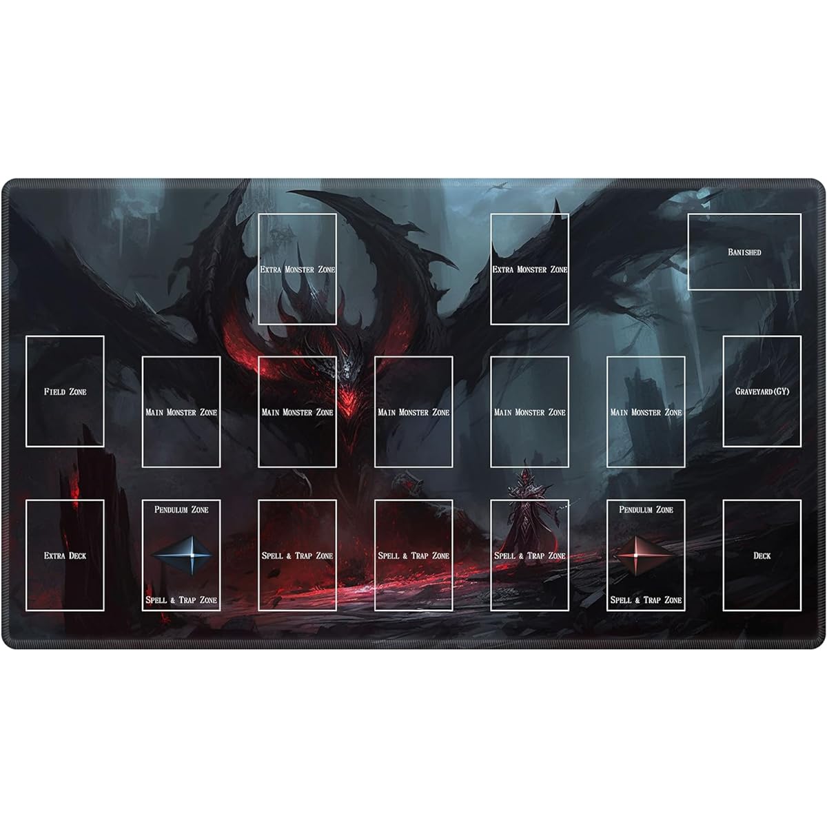 EDGFRTOIO TCG Playmat - Dragon Mana Card Playmat Board Game Game Mat Stitched Edge Trading Card Game Duel Mat Game Competition Pad Card Binder Deck 23.6" x 13.7" with Zones