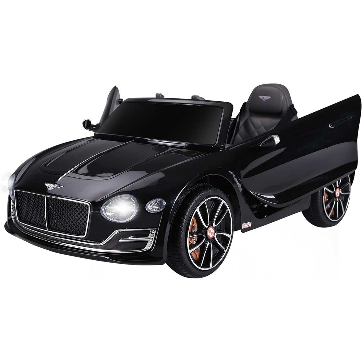 Aosom Licensed Bentley EXP12 Kids Electric Car with Parent Remote 12V Ride on Car Butterfly Doors Start-up Sound Suspension MP3 Player Songs Horn Lights Black