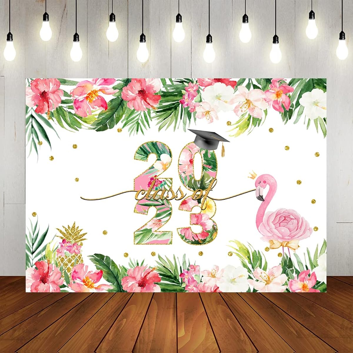 Lofaris Congratulations Graduation 2023 Party Backdrop, Congratulations Graduation Summer Tropical Hawaiian Flamingo Pineapple Background Celebration Graduation Prom Decorations Cake Supplies 7x5ft