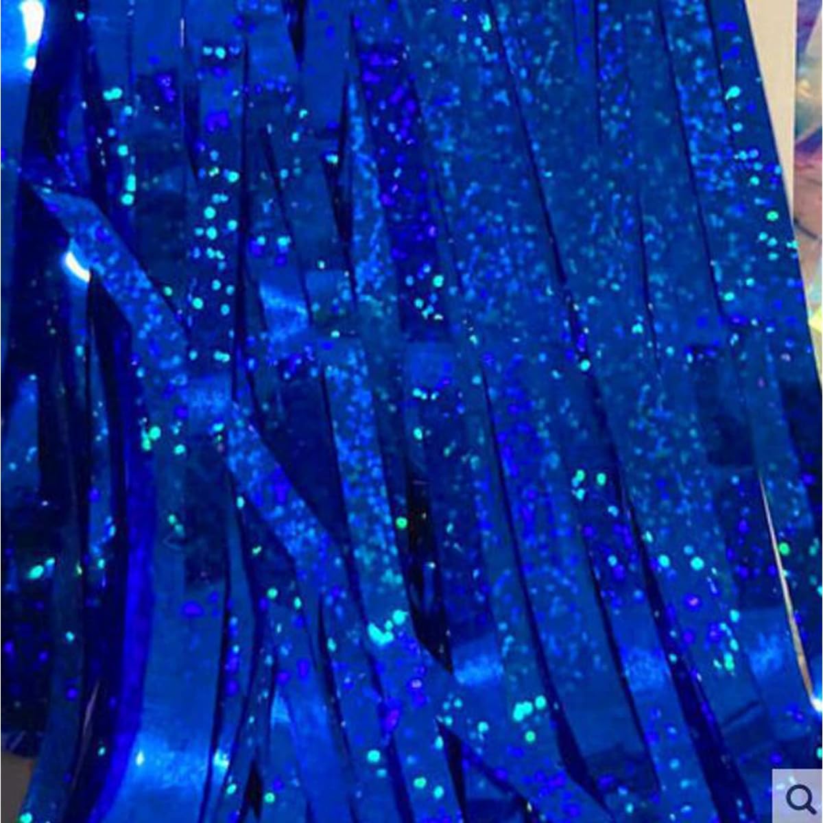 AILEXIBG 3.3ft x 8.5ft Metallic Tinsel Foil Fringe Curtains for Party Photography Backdrop Wedding Decorations (2 Pack, Laser Dark Blue)