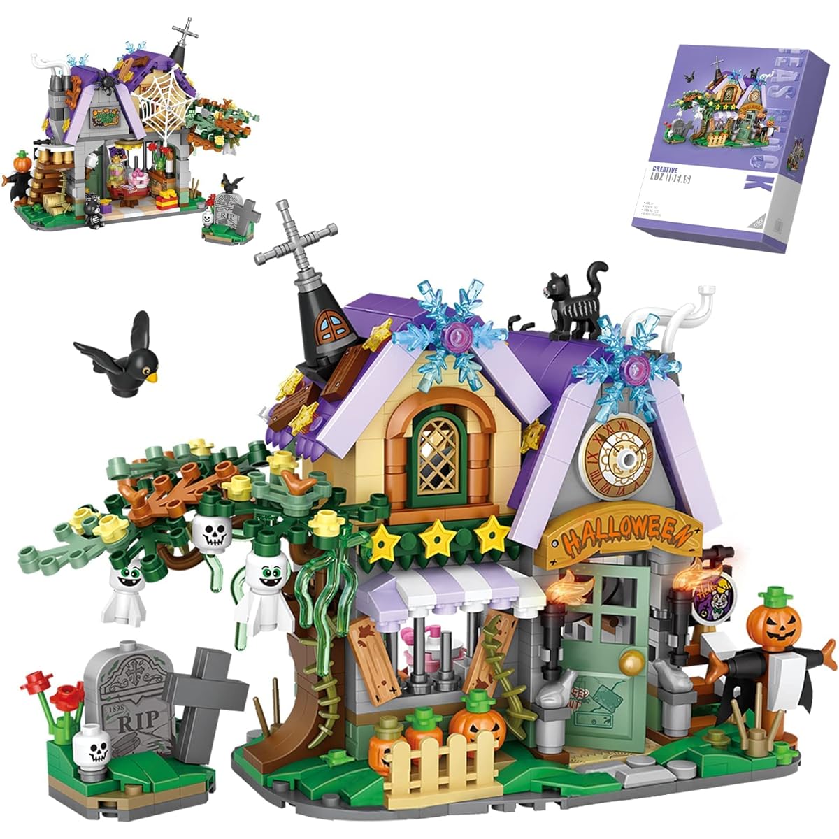 Loz Silan Halloween Haunted House Mini Bricks Building Toy - 783 Piece Ghost Vampire Building Kit for Kids Halloween Displayable Model Haunted House Party Gift for Boys Girls Ages 6-12