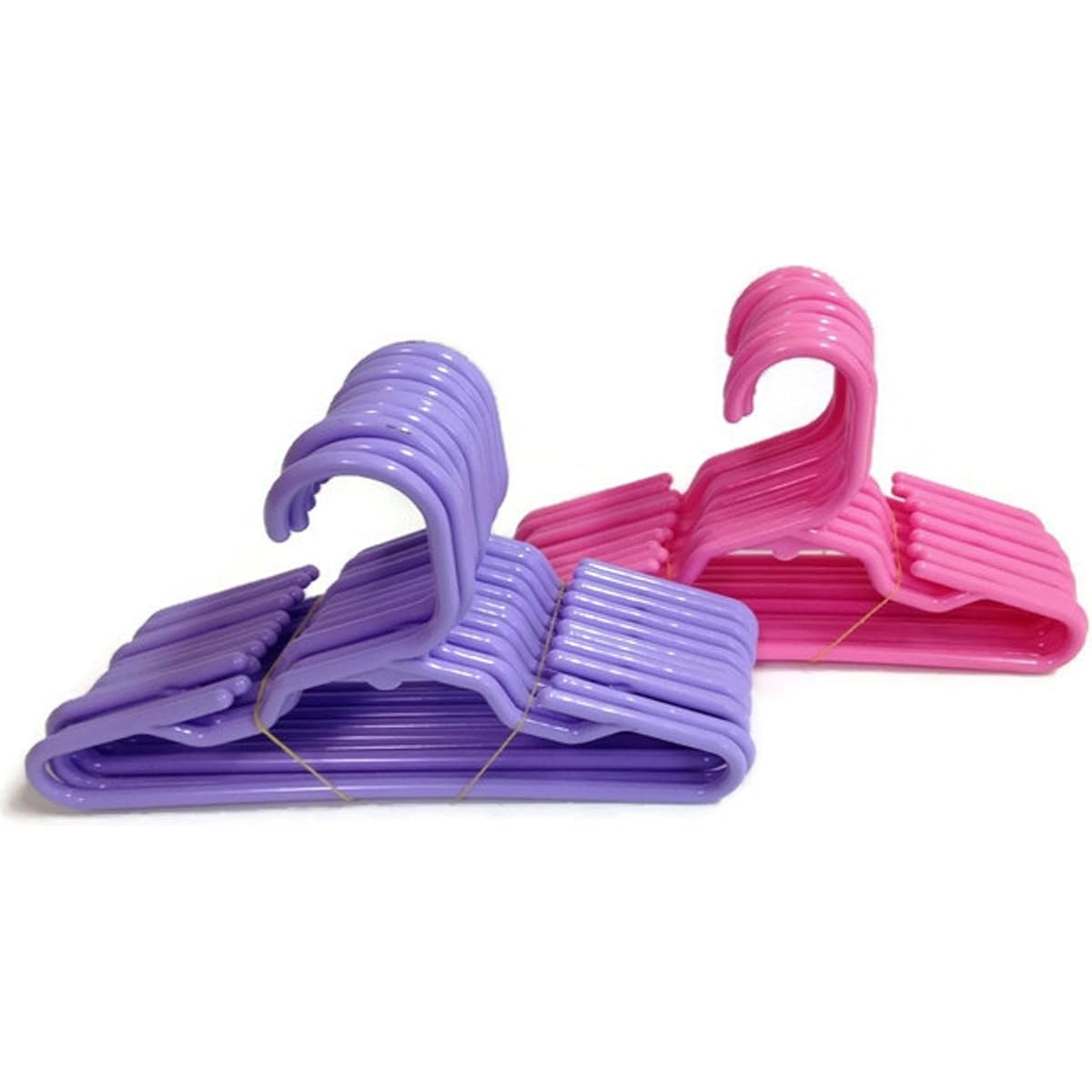 12 Pink and 12 Lavender Plastic Hangers for 18 inch Dolls. Fits 18 inch doll clothes.